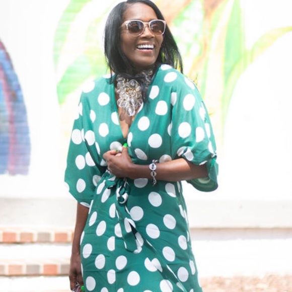 Glamorous Women's Green Polka Dot Maxi Dress Size 6 - Picture 4 of 16